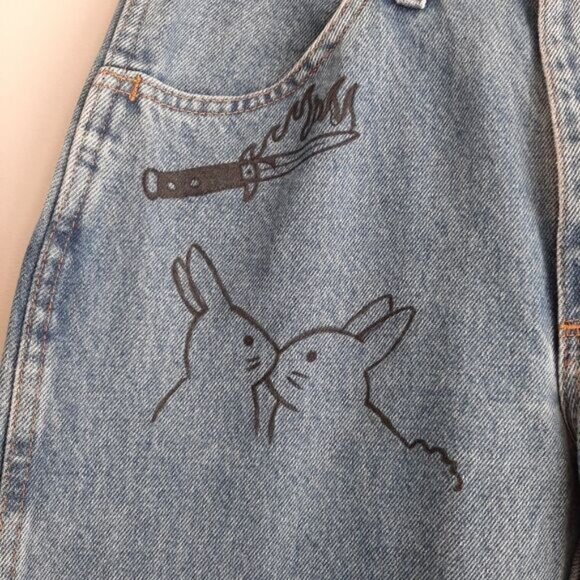 Rustler Blue High Rise Women Jeans with Black Graphics - Picture 5 of 16